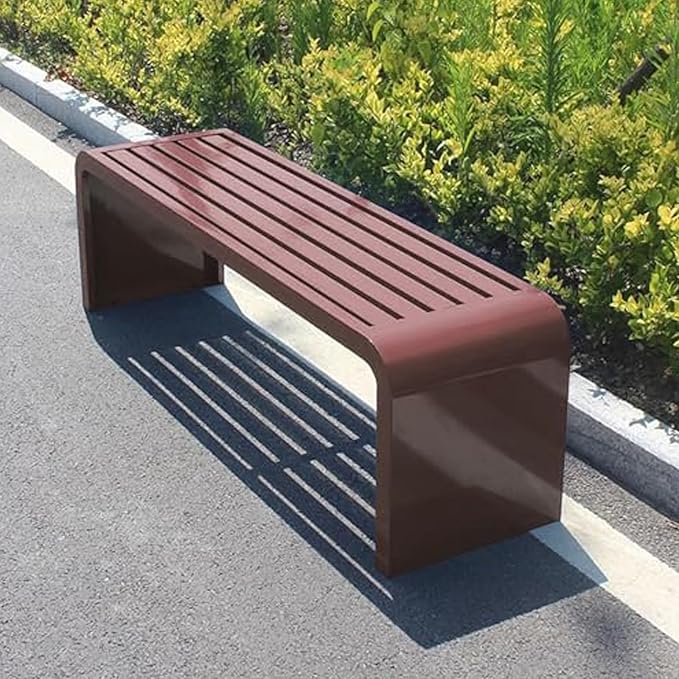 Outdoor Patio Bench, Park Bench Outdoor Bench Metal Bench Backless Benches, 660Lbs Weight Capacity, for Porch, Garden, Park, Backyard(Brown,120x40x45CM)