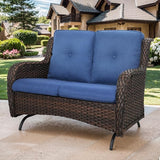 Patio Loveseat Glider Set, Resin Wicker Loveseat Glider with 4 Swivel Patio Chiars Coffee Table, 6 Piece Patio - Photo 6