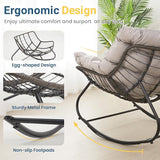 Wisteria Lane Patio Rocking Chair with Ottoman, Outdoor Indoor Rocking Egg Chair with Cushions - Photo 5