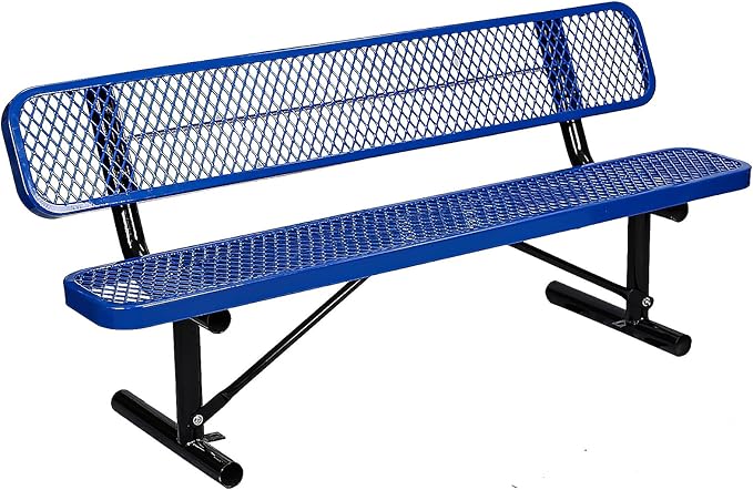 Ceridwen Outdoor Benches Heavy Duty Steel Frame Park Bench with Backrest Bench,Park Bench Steel Mesh Outdoor Bench for Garden,Weatherproof Outdoor Bench for Garden (Blue, 6FT)