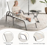 Giantex Patio Lounge Chair, Outdoor Chaise Lounge with 5 Adjustable Backrest, Sturdy Steel Frame, Sunbathing Recliner - Photo 4