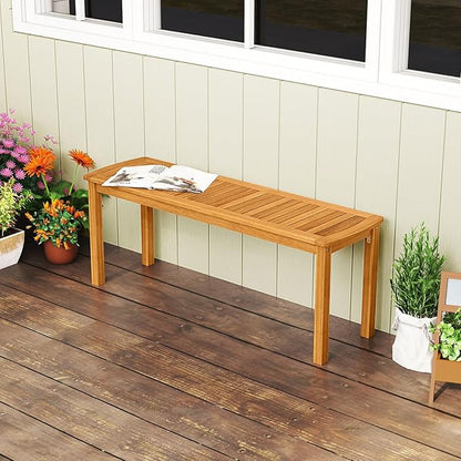 HAPPYGRILL Outdoor Acacia Wood Bench, Patio Dining Picnic Bench for Entryway Garden Poolside Balcony, 800 LBS Max Load (2)