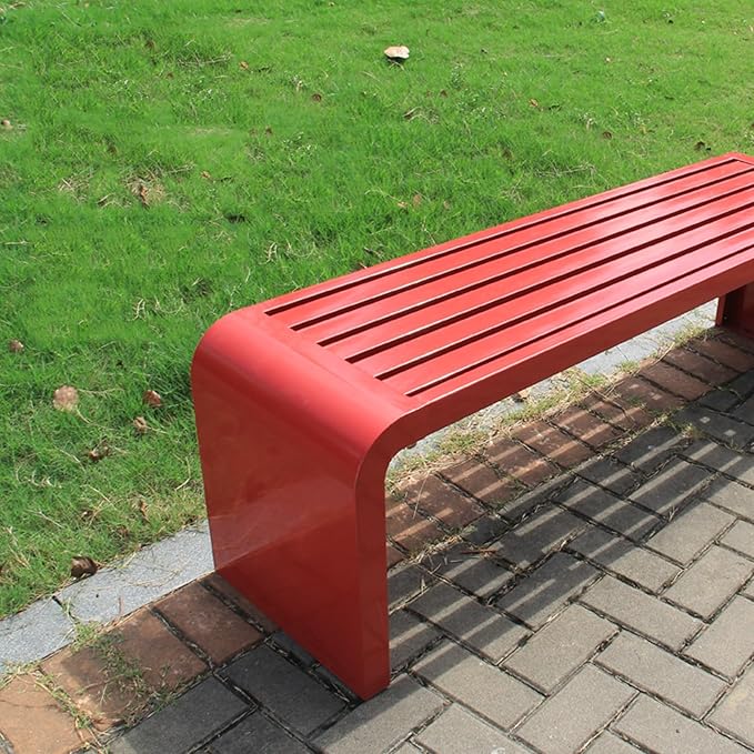 Metal Outdoor Garden Bench, Backless Bench for Park, Backless Couch, Furniture Seating, Patio Bench Chair, 2-3 People, Ideal for Lawn and Indoors(Pink,150cm/59.1in)