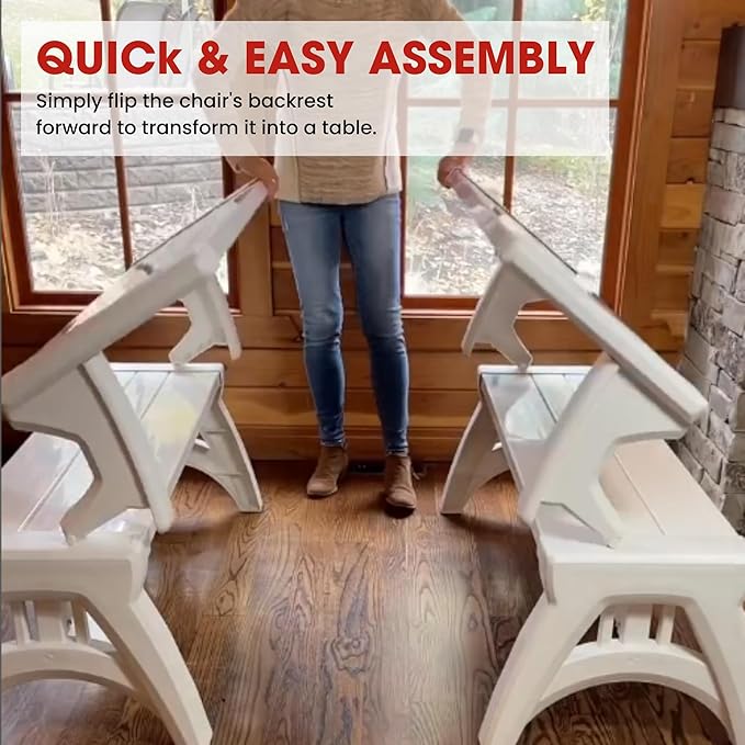 Convert-a-Bench 2-in-1 Outdoor Bench & Picnic Table - Foldable, Weather-Resistant Seating - Perfect for Patio, Lawn - Photo 4