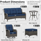 9 Piece Outdoor Wicker Patio Furniture Set, Outdoor Swivel Rocker Patio Chairs Set with Thickened Olefin Cushions - Photo 2