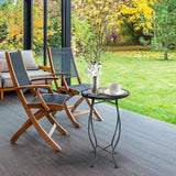 12 Inch Small Outdoor Side Table with Purple Flower, Glass Mosaic Patio Table Indoor - Photo 8
