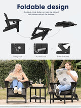 KINGYES Adirondack Rocking Chair Set of 2 with Retractable Ottoman and Cup Holders - Photo 4