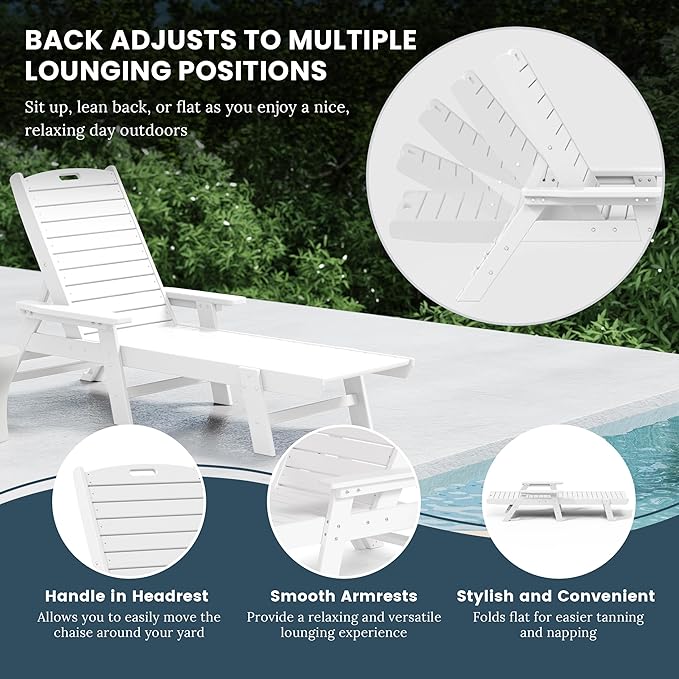 WO WESTIN OUTDOOR HDPE Laguna Poly Reclining Chaise Lounge, White