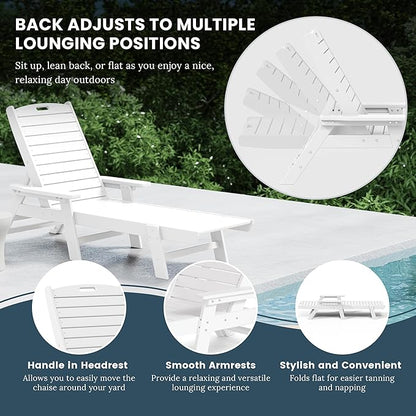 WO WESTIN OUTDOOR HDPE Laguna Poly Reclining Chaise Lounge, White