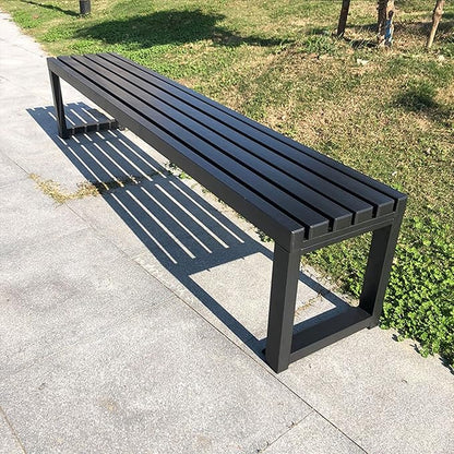 Outdoor Bench,39.3in Patio Park Garden Outdoor Metal Bench,Outdoor Backless Bench,Perfect for The Balcony,Picnic,Backyard,and Patio,Easy Assembly(Color:黑色)