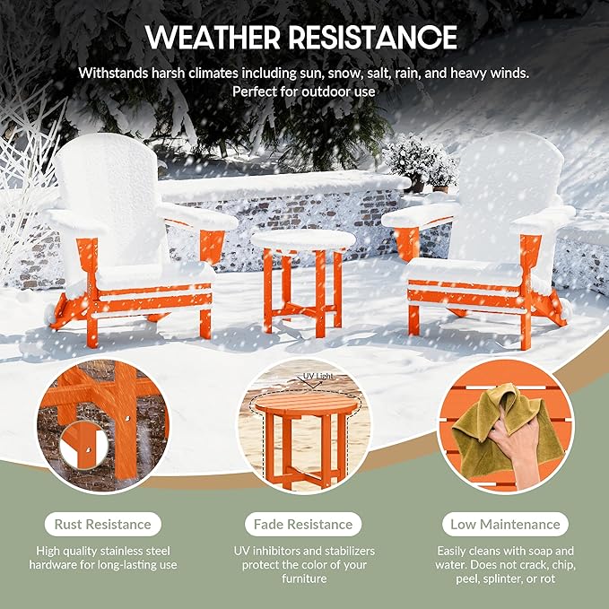 WestinTrends Dylan Adirondack Round Outdoor Side Table, Orange