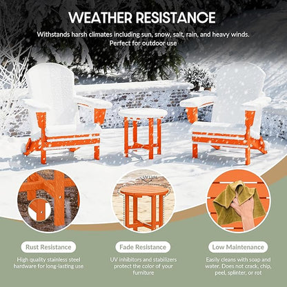 WestinTrends Dylan Adirondack Round Outdoor Side Table, Orange