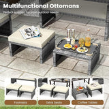 RELAX4LIFE Wicker Outdoor Ottoman Set of 2 - Rattan Footstools Foot Rest w/Removable Cushions - Photo 4