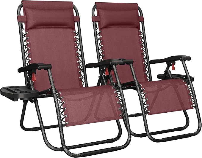 Yaheetech Zero Gravity Recliners Outdoor Adjustable Folding Reclining Lounge Chairs w/Pillows - Photo 1