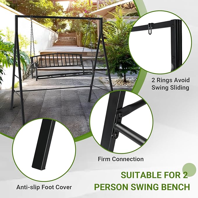 Zimtown Outdoor Swing Frame, Porch Swing Stand,Weatherproof Powder-Coated Metal, 450 lbs Weight Capacity, Sturdy No Wobble, Compatible with Hanging Chairs Swings, for Balcony, Backyard, Garden