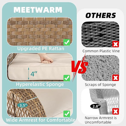 MEETWARM Outdoor Double Rocking Chair with Coffee Table, Oversized Loveseat Rocker with Thick Cushion for 2-Person，All-Weather 600 lbs Heavy Duty Rocking Bench Large Loveseat Patio Sofa for Garden