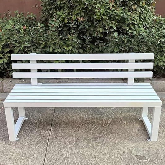 Outdoor Metal Garden Bench, Patio Park Benches Weatherproof, Colorful Front Porch Bench with Backrest, for Outside, Porch, Backyard, Lawn, Balcony(White,100cm/39.3in)