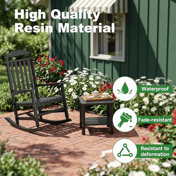 5 Piece Outdoor Rocking Bistro Set, Rocking Chairs Outdoor Furniture - Photo 6