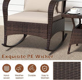 ORALNER 3 Pieces Patio Furniture Set, Outdoor Wicker Rocking Chairs with Cushions, Pillows, Glass Coffee Table - Photo 5