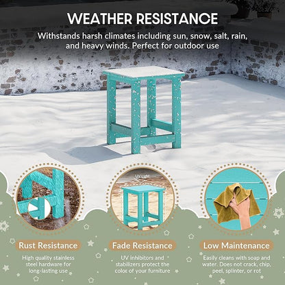 WestinTrends Malibu 3-Piece Kids HDPE Adirondack Chairs Set with Square Side Table and Cup Holders, Turquoise