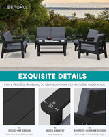 SERWALL HDPE Patio Furniture Set, 5 Piece All Weather Wood-Like Sectional Outdoor Furniture Set - Photo 5