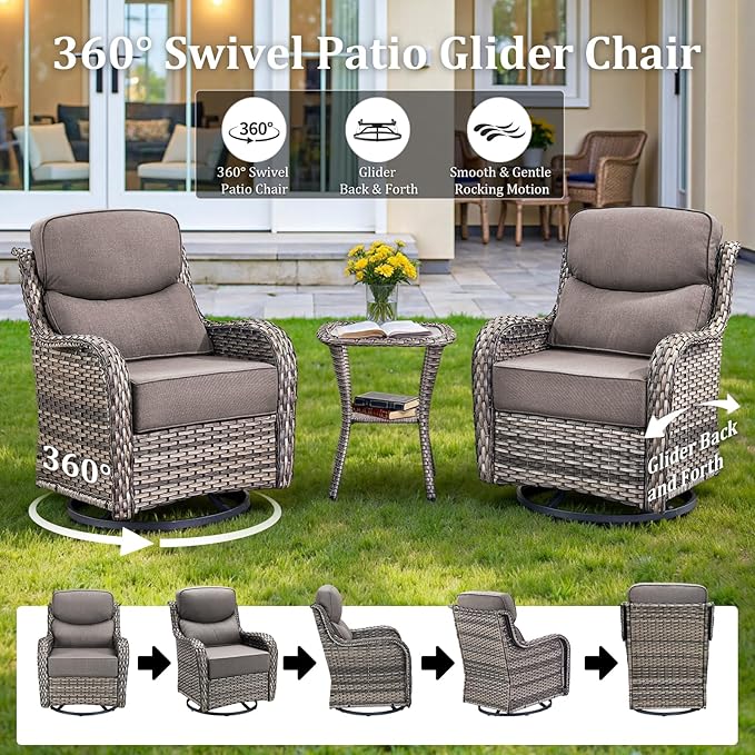 Luxury High Back Patio Furniture Set with Fire Pit Table and 6-Inch Thick Cushions - Photo 8