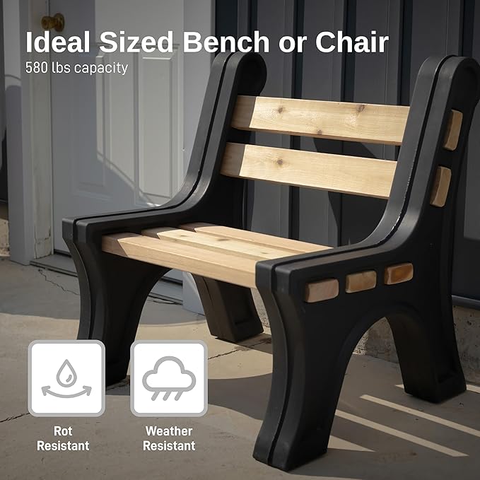 RTS Home Accents Custom Length Lightweight Indoor or Outdoor Bench Ends with Backrest (Wood & Screws Sold Separately) - Photo 5