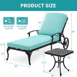HOMEFUN Chaise Lounge Chair Outdoor - Poolside Chairs Set of 2 with Cushion and 1 Patio Side Table Cast Aluminum - Photo 2