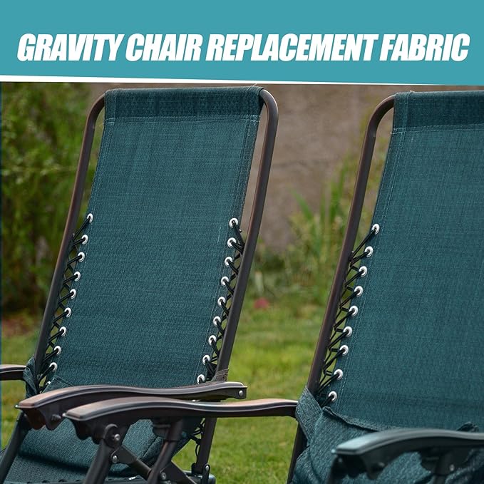 Queekay Chair Replacement Fabric with 4 Bungee Cord Lounge Chair Cloth Mesh Repair Kit for Patio Recliner Outdoor Lawn Pool(63 x 17 Inch,Forest Green)