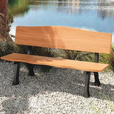 Outdoor Garden Bench, Metal Bench, Patio Wood Bench Park with Backrest, Bench Chair - Photo 1