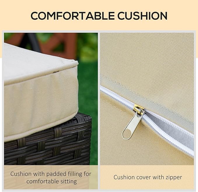 Outsunny Wicker Chaise Lounge, 4 Position Adjustable Backrest and Cushions Outdoor Lounge Chair PE Rattan Sun Lounger - Photo 5