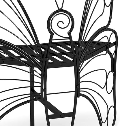 Modern Butterfly Cast Metal Garden Bench Outdoor Bench Patio Seat Park Bench Outdoor Seating for Garden Yard Park Entryway Easy to Assemble and Move 37''×18.9''×42.52''