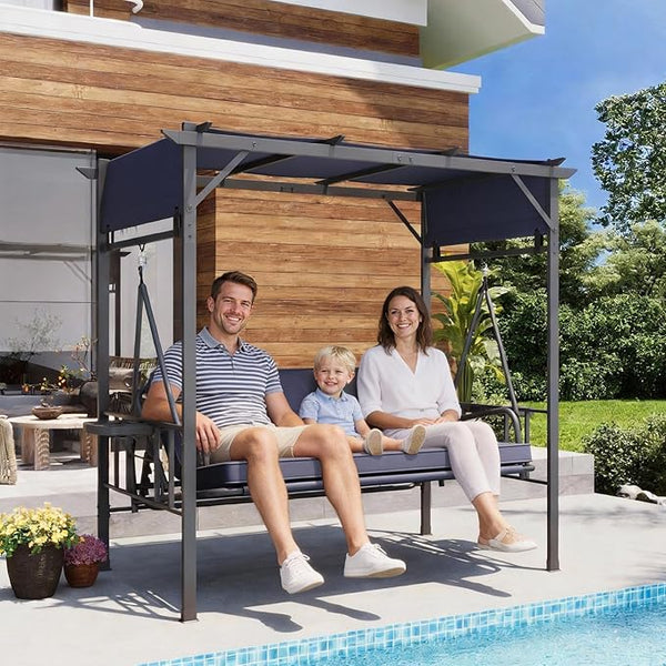 AECOJOY 2-in-1 Convertible Porch Swing Bed 3 Seat - Photo 1