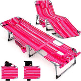 GYMAX Tanning Chair, 330LBS Beach Lounge w/Face Arm Hole & Shoulder Strap, Folding Layout Sunbath Chair - Photo 1