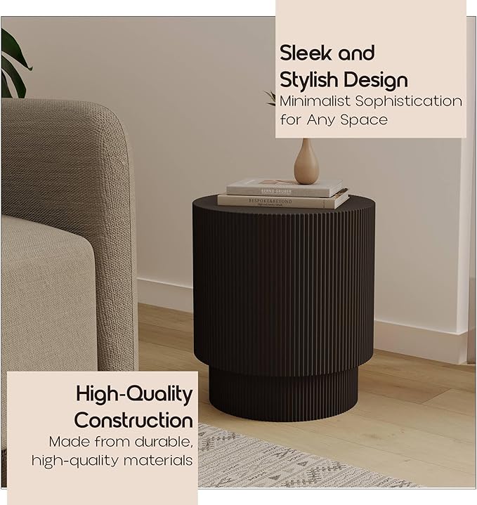 LeisureMod Modern Side Table Round Fiberstone Top Accent End Table for Home, Outdoor Patio, Living Room Sofa - Photo 6
