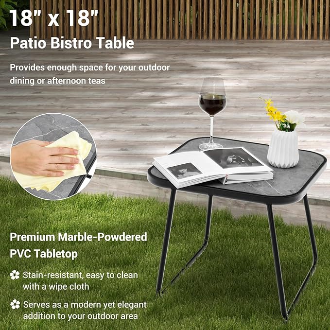 Tangkula 3-Piece Folding Outdoor Chaise Lounge Chair Set, 2 Recliner Chairs & 1 Patio Bistro Table w/Adjustable Backrest - Photo 8