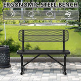4FT Park Benches for Outside, Garden Benches Weatherproof with Backrest - Heavy-Duty Metal Bench for Patio Porch - Photo 5