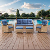 Rilyson Patio Furniture Swivel Chairs Set - 5 Piece Wicker Rattan Outdoor Sectional Conversation Sets with 2 Rocking - Photo 8