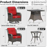 6 Pieces Outdoor Wicker Patio Furniture Set with Fire Pit Table, Patio Chair Set with Thickened Olefin Cushions - Photo 2