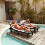 Outdoor Chaise Lounge Set of 4, 5-Position Adjustable Sun Lounge w/Pull-Out Tray - Photo 3