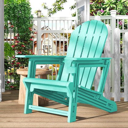 Adirondack Chair, Tool-Free Assembly All-Weather Adirondack Chairs, HDPE Fire Pit Chairs with Cup Holder, Outdoor Chair for Patio Garden (Aruba)