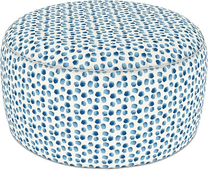 LVTXIII Indoor/Outdoor Extra Large Inflatable Ottoman Pouf D31 x H14 Inch, Round Footstool with Handle, Weather-Resistant Portable Furniture for Patio, Camping, Beach, Brush Blue