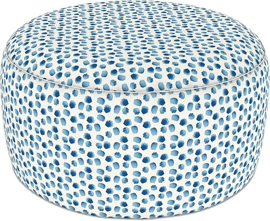 LVTXIII Indoor/Outdoor Extra Large Inflatable Ottoman Pouf D31 x H14 Inch, Round Footstool with Handle, Weather-Resistant Portable Furniture for Patio, Camping, Beach, Brush Blue