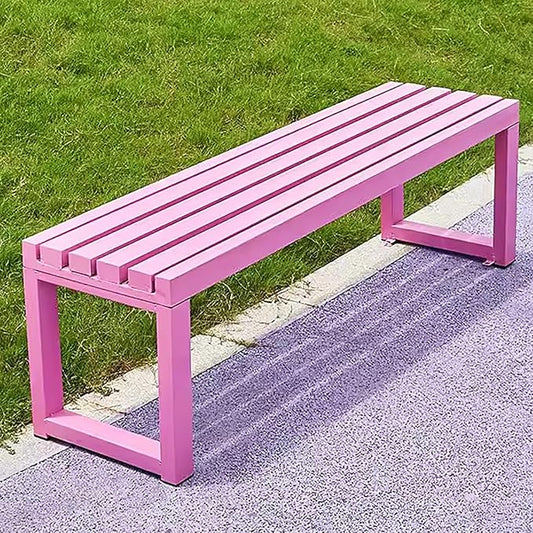 Outdoor Garden Bench-3-Person Backless Patio Bench with Heavy-Duty Metal Frame,Weatherproof Slatted Seat for Park,Lawn,Deck-880 lbs Weight Capacity