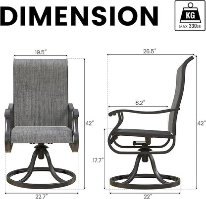 Patio Swivel Chairs Set of 4, Outdoor Dining Chairs with High Back, All-Weather Swivel Rocker Chair for Lawn, Porch or Garden (Grey, 4PCS)