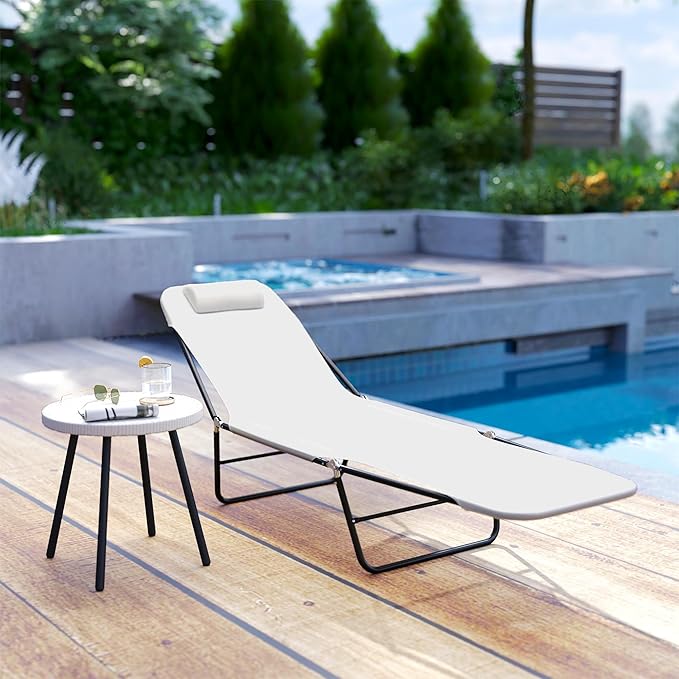 Outsunny Folding Chaise Lounge Chair, Pool Sun Tanning Chair, Outdoor Lounge Chair with Reclining Back - Photo 9