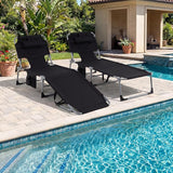 Giantex Face Down Tanning Chair, Folding Beach Lounge Chair w/ 4-Position Adjustable Backrest - Photo 4
