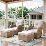 Belord 5 Piece Wicker Patio Furniture Set, Outdoor Swivel Rocker Chairs Set of 2 with Ottomans and Side Table - Photo 1