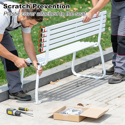 Outdoor Benches Weatherproof, Metal Bench Outdoor, Capable of Carrying 660 lbs, Suitable for Gardens, Parks, lawns, and courtyards(Green)
