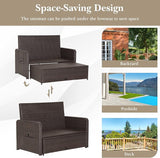 COSTWAY Patio Rattan Daybed with Cushions, Outdoor Wicker Loveseat Sofa with Storage Ottoman - Photo 6